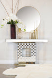 Contemporary Checkerboard Square Base Console Table Silver