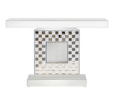 Contemporary Checkerboard Square Base Console Table Silver