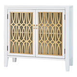 Contemporary 2-shelf Accent Cabinet White and Gold