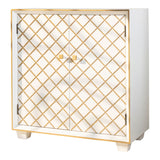 Contemporary 2-door Accent Cabinet White and Gold