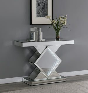 Contemporary Console Table with LED Lighting Silver