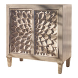 Contemporary Accent Cabinet with Floral Carved Door White