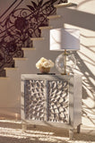 Contemporary Accent Cabinet with Floral Carved Door White