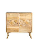 Country Rustic Checkered Pattern 2-door Accent Cabinet Natural