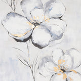 Sagebrook Home Contemporary 51x51 Framed Hand Painted Flower Canvas, Ivory 70205  Polyester Canvas