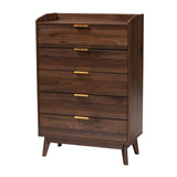 Lena Mid-Century Modern Walnut Brown Finished Wood 3-Piece Storage Set