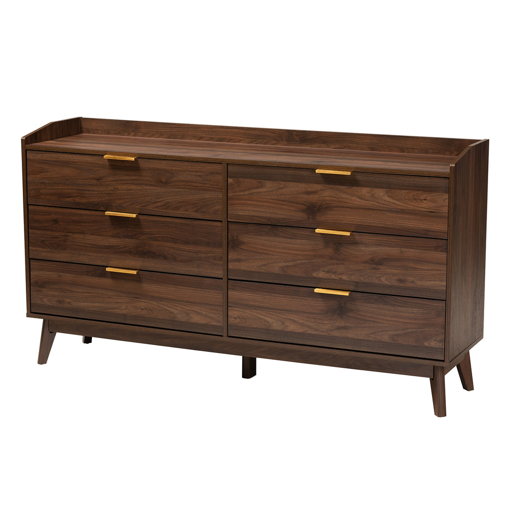 Lena Mid Century Modern Walnut Brown Finished Wood 3 Piece Storage