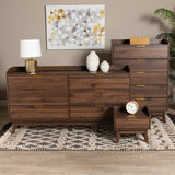 Lena Mid-Century Modern Walnut Brown Finished Wood 3-Piece Storage Set