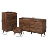 Lena Mid-Century Modern Walnut Brown Finished Wood 3-Piece Storage Set