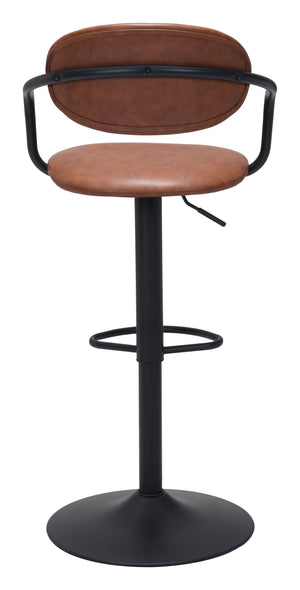 Zuo Modern Kirby 100% Polyurethane, Plywood, Steel Modern Commercial Grade Barstool Vintage Brown, Black 100% Polyurethane, Plywood, Steel