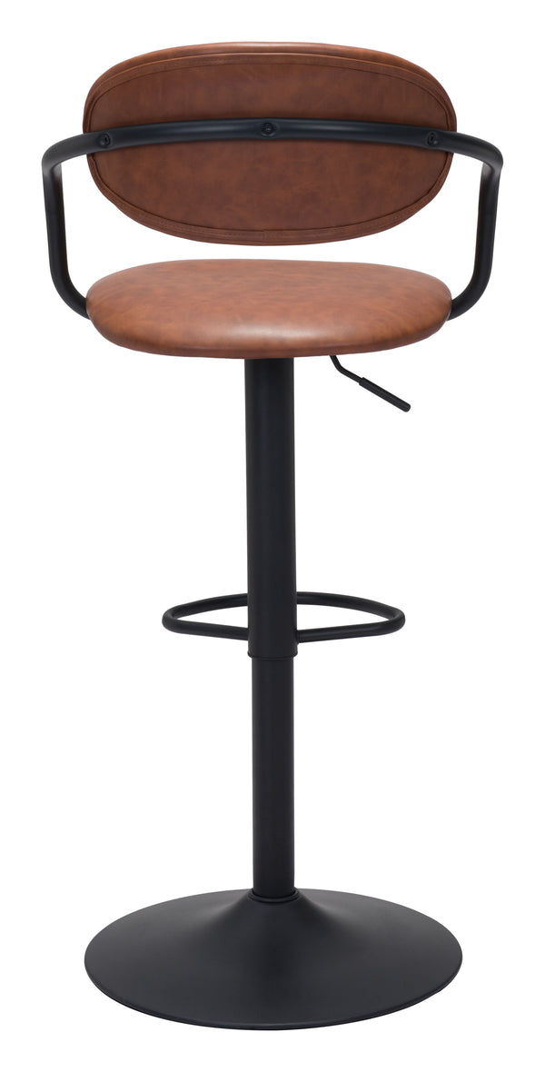 Zuo Modern Kirby 100% Polyurethane, Plywood, Steel Modern Commercial Grade Barstool Vintage Brown, Black 100% Polyurethane, Plywood, Steel