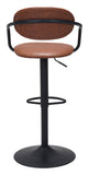 Zuo Modern Kirby 100% Polyurethane, Plywood, Steel Modern Commercial Grade Barstool Vintage Brown, Black 100% Polyurethane, Plywood, Steel