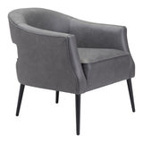 Zuo Modern Berkeley 100% Polyester, Plywood, Steel Modern Commercial Grade Accent Chair Vintage Gray, Black 100% Polyester, Plywood, Steel