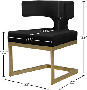Alexandra Velvet / Engineered Wood / Metal / Foam Contemporary Black Velvet Dining Chair - 22" W x 22" D x 29" H