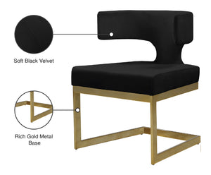 Alexandra Velvet / Engineered Wood / Metal / Foam Contemporary Black Velvet Dining Chair - 22" W x 22" D x 29" H