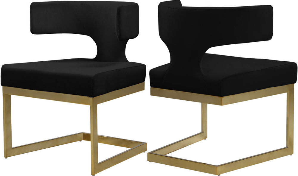 Alexandra Velvet / Engineered Wood / Metal / Foam Contemporary Black Velvet Dining Chair - 22" W x 22" D x 29" H