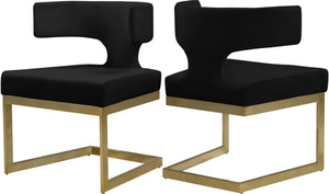 Alexandra Velvet / Engineered Wood / Metal / Foam Contemporary Black Velvet Dining Chair - 22" W x 22" D x 29" H