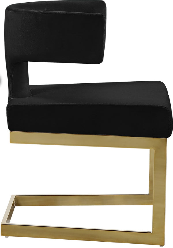 Alexandra Velvet / Engineered Wood / Metal / Foam Contemporary Black Velvet Dining Chair - 22" W x 22" D x 29" H