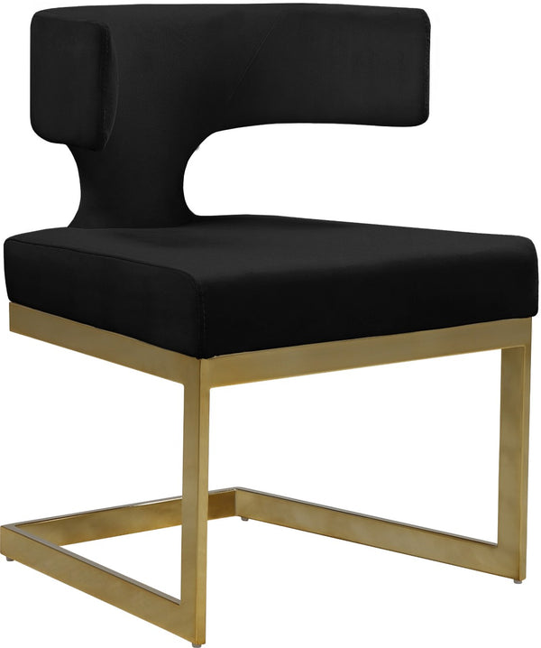 Alexandra Velvet / Engineered Wood / Metal / Foam Contemporary Black Velvet Dining Chair - 22" W x 22" D x 29" H