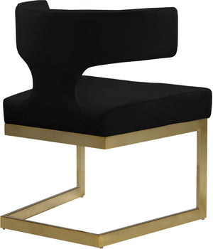 Alexandra Velvet / Engineered Wood / Metal / Foam Contemporary Black Velvet Dining Chair - 22" W x 22" D x 29" H