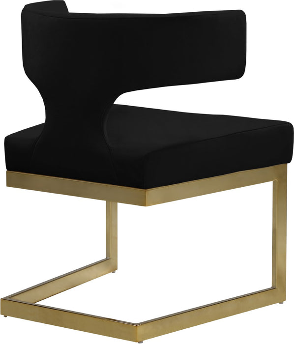 Alexandra Velvet / Engineered Wood / Metal / Foam Contemporary Black Velvet Dining Chair - 22" W x 22" D x 29" H