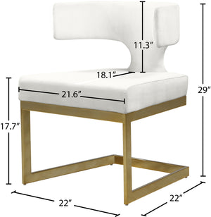 Alexandra Velvet / Engineered Wood / Metal / Foam Contemporary Cream Velvet Dining Chair - 22" W x 22" D x 29" H