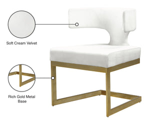 Alexandra Velvet / Engineered Wood / Metal / Foam Contemporary Cream Velvet Dining Chair - 22" W x 22" D x 29" H