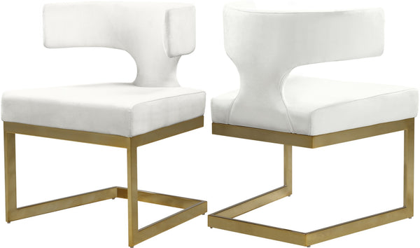 Alexandra Velvet / Engineered Wood / Metal / Foam Contemporary Cream Velvet Dining Chair - 22" W x 22" D x 29" H