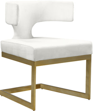 Alexandra Velvet / Engineered Wood / Metal / Foam Contemporary Cream Velvet Dining Chair - 22" W x 22" D x 29" H
