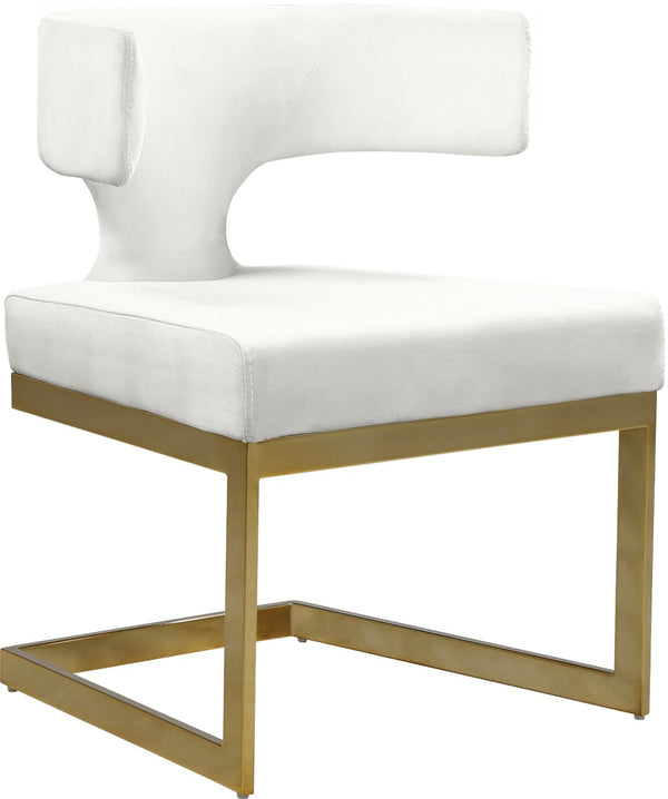 Alexandra Velvet / Engineered Wood / Metal / Foam Contemporary Cream Velvet Dining Chair - 22" W x 22" D x 29" H