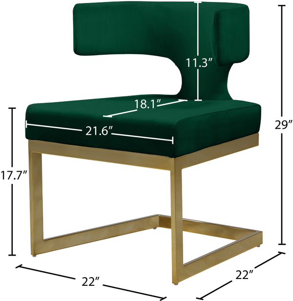 Alexandra Velvet / Engineered Wood / Metal / Foam Contemporary Green Velvet Dining Chair - 22" W x 22" D x 29" H