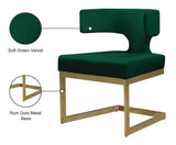 Alexandra Velvet / Engineered Wood / Metal / Foam Contemporary Green Velvet Dining Chair - 22" W x 22" D x 29" H