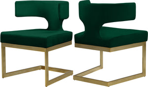 Alexandra Velvet / Engineered Wood / Metal / Foam Contemporary Green Velvet Dining Chair - 22" W x 22" D x 29" H