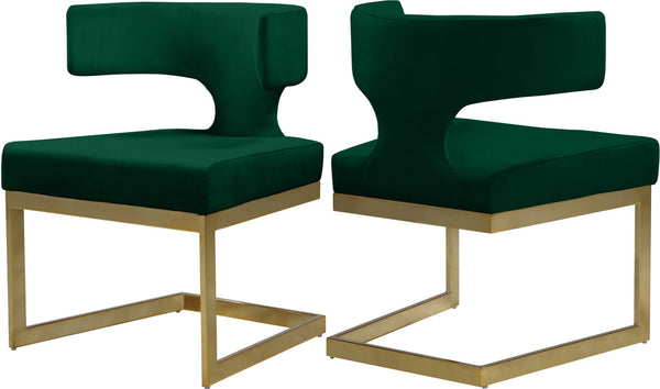Alexandra Velvet / Engineered Wood / Metal / Foam Contemporary Green Velvet Dining Chair - 22" W x 22" D x 29" H