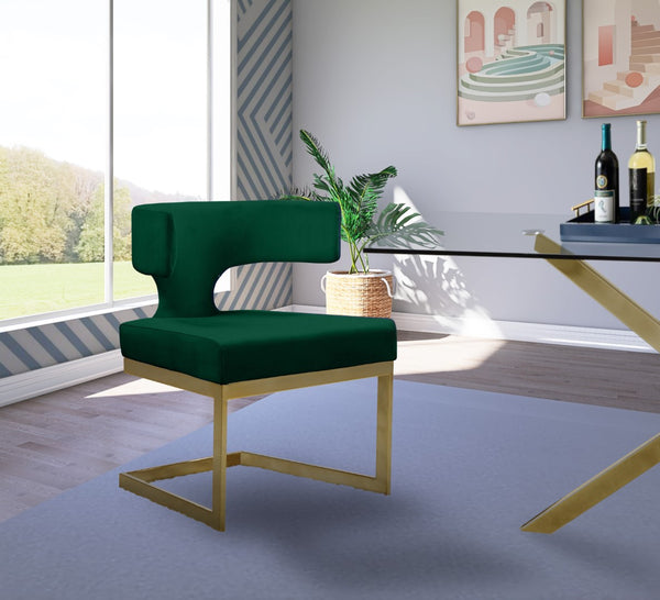 Alexandra Velvet / Engineered Wood / Metal / Foam Contemporary Green Velvet Dining Chair - 22" W x 22" D x 29" H