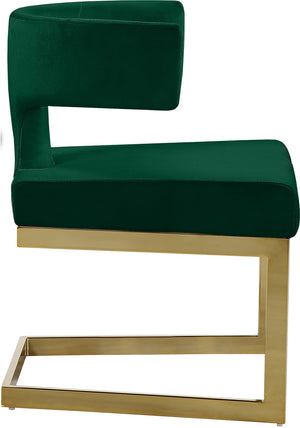 Alexandra Velvet / Engineered Wood / Metal / Foam Contemporary Green Velvet Dining Chair - 22" W x 22" D x 29" H