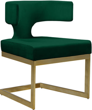 Alexandra Velvet / Engineered Wood / Metal / Foam Contemporary Green Velvet Dining Chair - 22" W x 22" D x 29" H