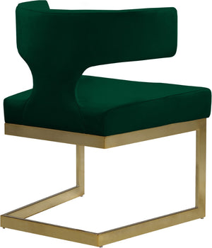 Alexandra Velvet / Engineered Wood / Metal / Foam Contemporary Green Velvet Dining Chair - 22" W x 22" D x 29" H