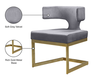 Alexandra Velvet / Engineered Wood / Metal / Foam Contemporary Grey Velvet Dining Chair - 22" W x 22" D x 29" H