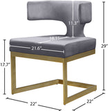 Alexandra Velvet / Engineered Wood / Metal / Foam Contemporary Grey Velvet Dining Chair - 22" W x 22" D x 29" H