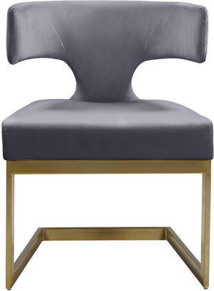 Alexandra Velvet / Engineered Wood / Metal / Foam Contemporary Grey Velvet Dining Chair - 22" W x 22" D x 29" H