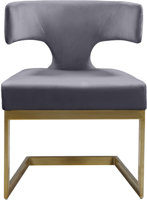 Alexandra Velvet / Engineered Wood / Metal / Foam Contemporary Grey Velvet Dining Chair - 22" W x 22" D x 29" H
