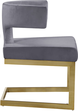 Alexandra Velvet / Engineered Wood / Metal / Foam Contemporary Grey Velvet Dining Chair - 22" W x 22" D x 29" H