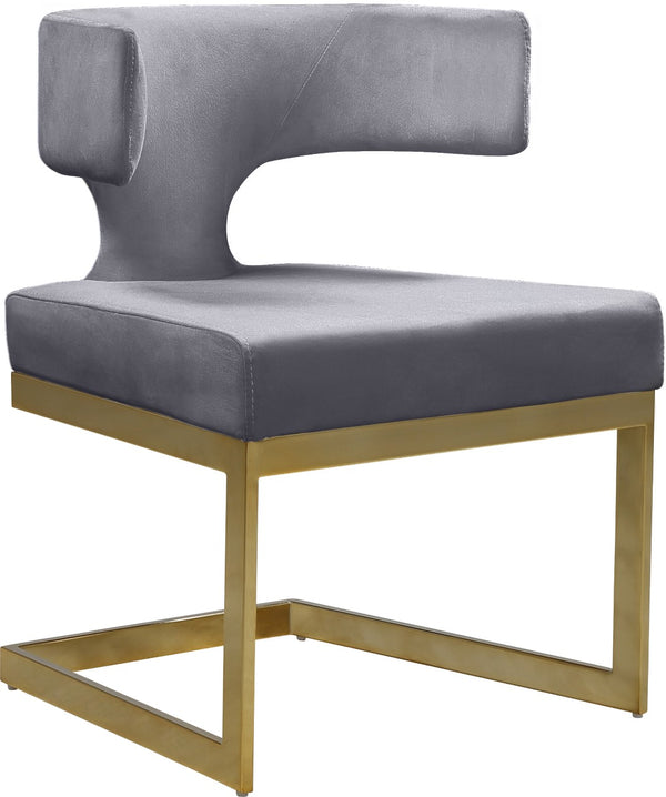 Alexandra Velvet / Engineered Wood / Metal / Foam Contemporary Grey Velvet Dining Chair - 22" W x 22" D x 29" H