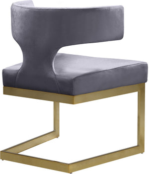 Alexandra Velvet / Engineered Wood / Metal / Foam Contemporary Grey Velvet Dining Chair - 22" W x 22" D x 29" H