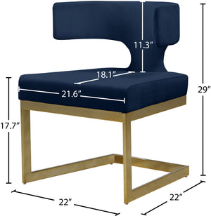 Alexandra Velvet / Engineered Wood / Metal / Foam Contemporary Navy Velvet Dining Chair - 22" W x 22" D x 29" H