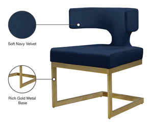 Alexandra Velvet / Engineered Wood / Metal / Foam Contemporary Navy Velvet Dining Chair - 22" W x 22" D x 29" H
