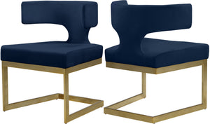 Alexandra Velvet / Engineered Wood / Metal / Foam Contemporary Navy Velvet Dining Chair - 22" W x 22" D x 29" H