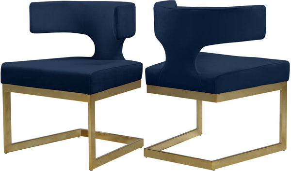 Alexandra Velvet / Engineered Wood / Metal / Foam Contemporary Navy Velvet Dining Chair - 22" W x 22" D x 29" H