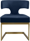Alexandra Velvet / Engineered Wood / Metal / Foam Contemporary Navy Velvet Dining Chair - 22" W x 22" D x 29" H